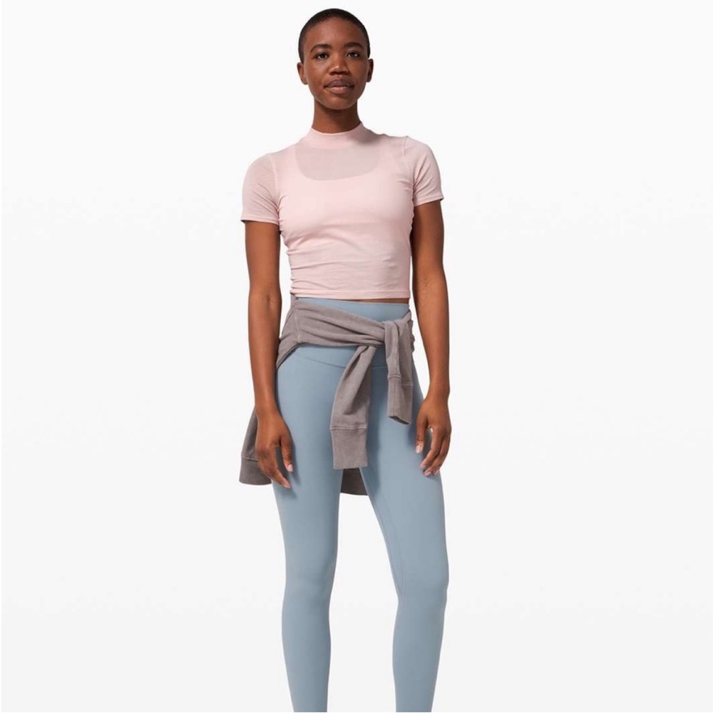 lululemon athletica kitsilano mock neck Pink Crop Top